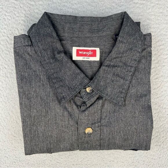 Wrangler Button Up Shirt Mens XL Gray Soft Stretch Western Outdooor Poly Cotton - Picture 1 of 15